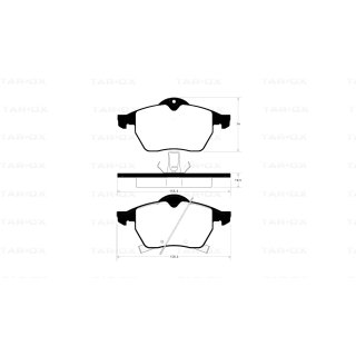 Tarox Bremsbeläge Vorderachse 114 Corsa passend für Opel Calibra, Opel Vectra B, Opel Zafira B, Saab 9-3, Saab 900, Vauxhall Calibra, Vauxhall Vectra, Vauxhall Zafira B
